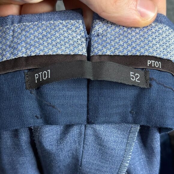 PT01 Pants Mens 36x30 Blue Easy Fit Stretch Wool Blend 5 Pocket Performance - Picture 3 of 14